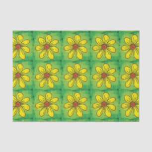 Green and Yellow Floral Tissue Paper