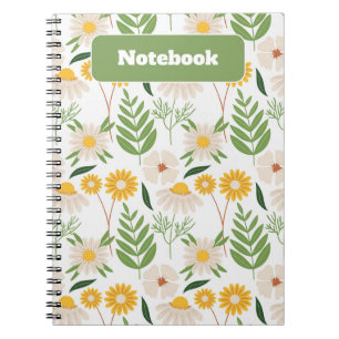 Green and Yellow Floral Wildflower Notebook