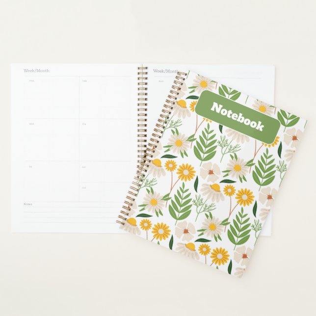 Green and Yellow Floral Wildflower Notebook Planner (Display)
