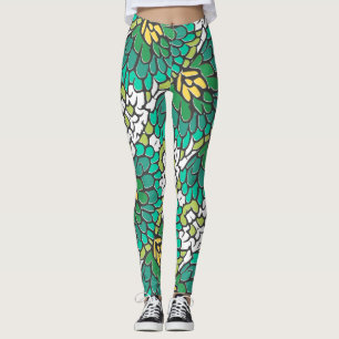 Green and Yellow flowers Leggings