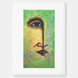 Green and Yellow Fragmented Face by Hassan Wahba Magnet