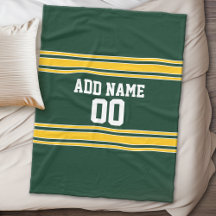 Green and Yellow Gold Striped Personalised Sports