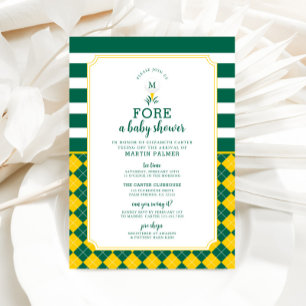 Green and Yellow Golf Baby Shower Invitation