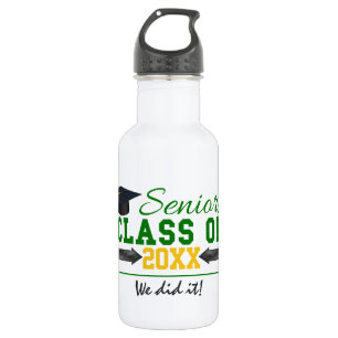 Green and Yellow Graduation Gear 532 Ml Water Bottle