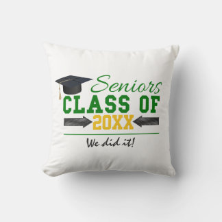 Green and Yellow Graduation Gear Cushion
