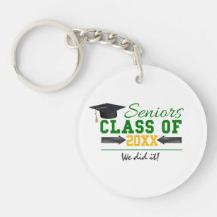 Green and Yellow Graduation Gear Key Ring