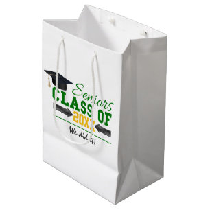 Green and Yellow Graduation Gear Medium Gift Bag