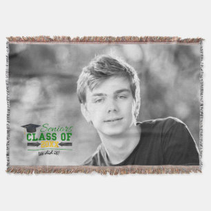 Green and Yellow Graduation Gear Throw Blanket
