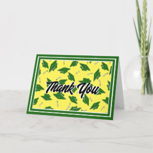 Green and Yellow Graduation Party Thank You Card