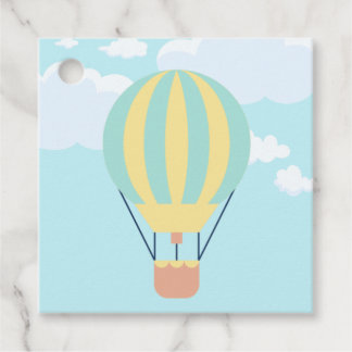 Green and Yellow Hot air balloon in the Sky  Favour Tags