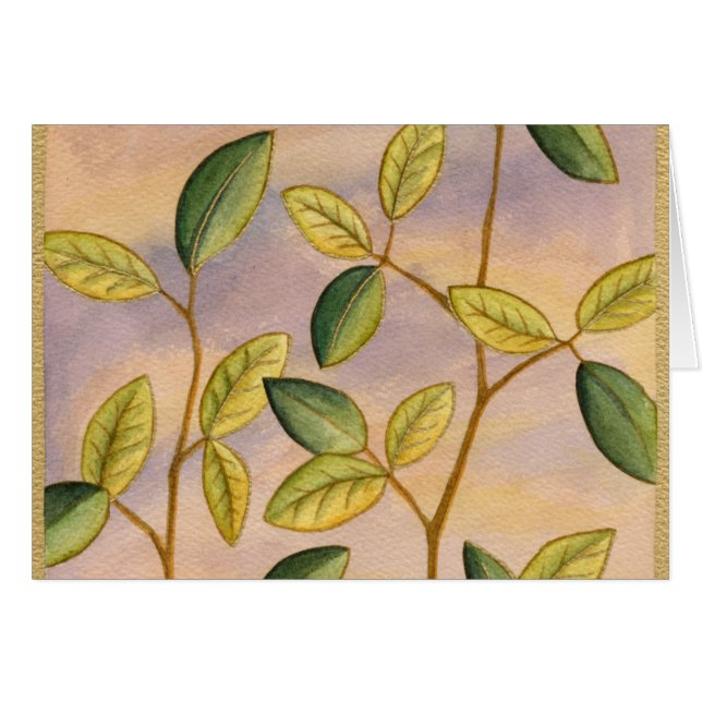 Green and Yellow Leaves on Sunset Background (Front Horizontal)