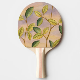 Green and Yellow Leaves on Sunset Background Ping Pong Paddle