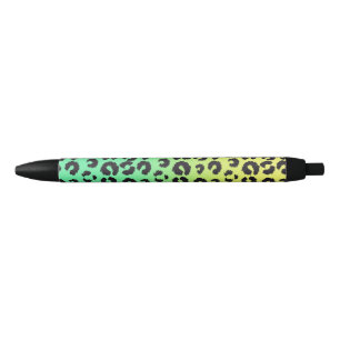 Green and Yellow Leopard Skin Black Ink Pen