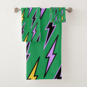 Green and Yellow Lightning Bright and Cheerful Bath Towel Set
