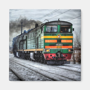 Green and Yellow Locomotive Train Magnet