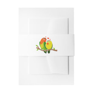 Green And Yellow Lovebirds Wedding Love Invitation Belly Band