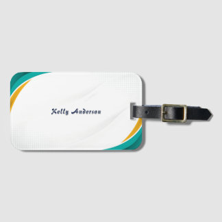 Green and Yellow Modern Pattern with Custom Sign Luggage Tag