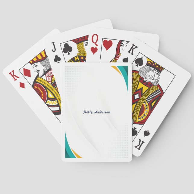 Green and Yellow Modern Pattern with Custom Sign Playing Cards (Back)