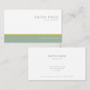 Green and Yellow Modern School Counselor  Business Card