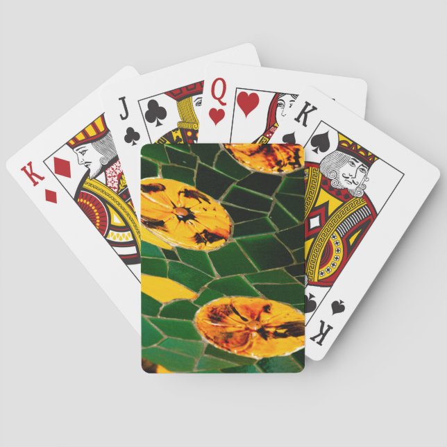 Green and Yellow Mosaic Classic Playing Cards (Back)