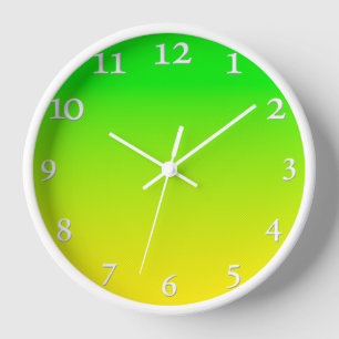 Green and yellow neon gradient clock