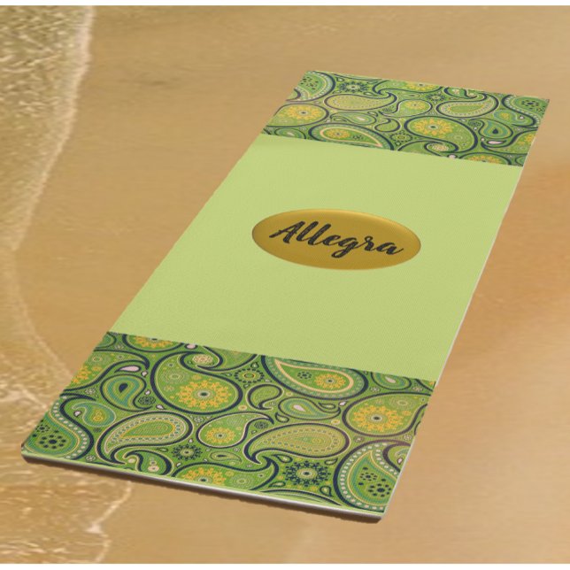 Green and Yellow Paisley Yoga Mat (Creator Uploaded)