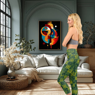 Green and Yellow Pattern: Personalise Logo & Text Capri Leggings