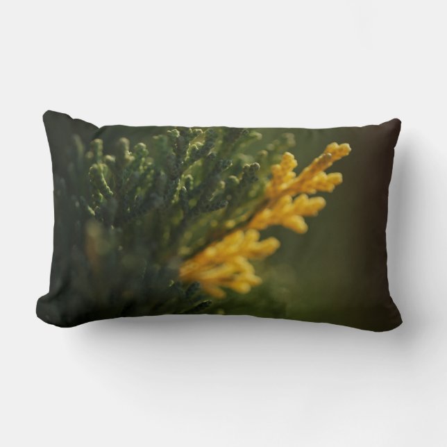 Green and Yellow Plant Close-Up Photo Throw Pillow (Front)