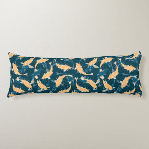 Green And Yellow Repeat Motif Koi Fish Pattern Body Cushion