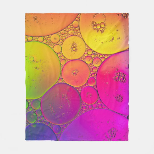 Green and yellow round illustration fleece blanket (Front)