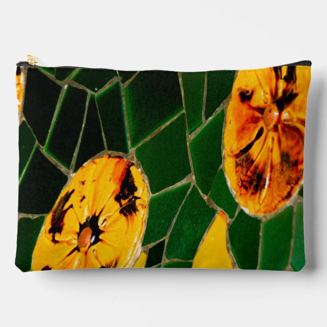 Green and Yellow Spanish Mosaic Accessory Pouch (Front)