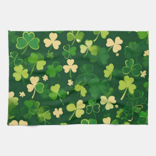 Green and Yellow St Patrick's Day Shamrock Tea Towel