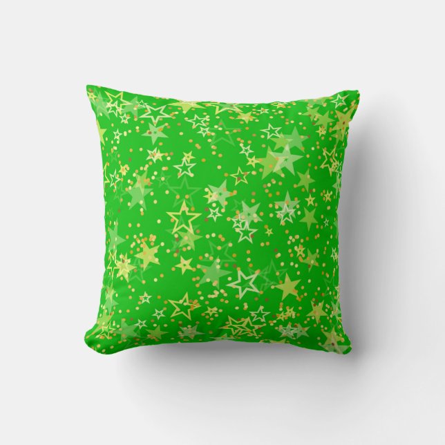 Green and yellow stars cushion (Front)