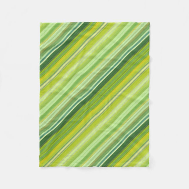 Green and Yellow Stripes Fleece Blanket (Front)