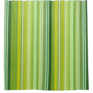 Green and Yellow Stripes Shower Curtain