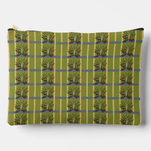 Green and Yellow Stripes with Blue  Accessory Pouch