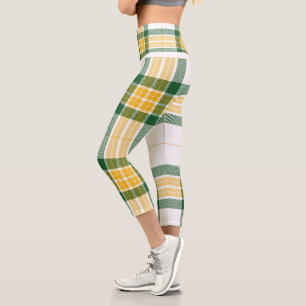 Green and yellow tartan High Waisted Capris