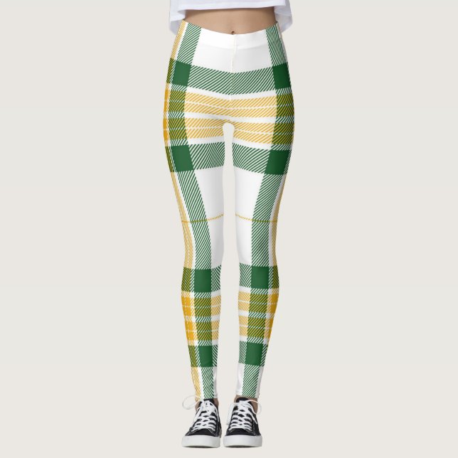 Green and yellow tartan Leggings (Front)