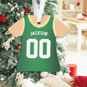 Green and Yellow Team Colours Basketball Tank Ornament