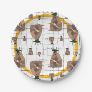 Green and Yellow Texas Graduate Armadillo Paper Plate