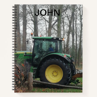 Green and yellow tractor. notebook