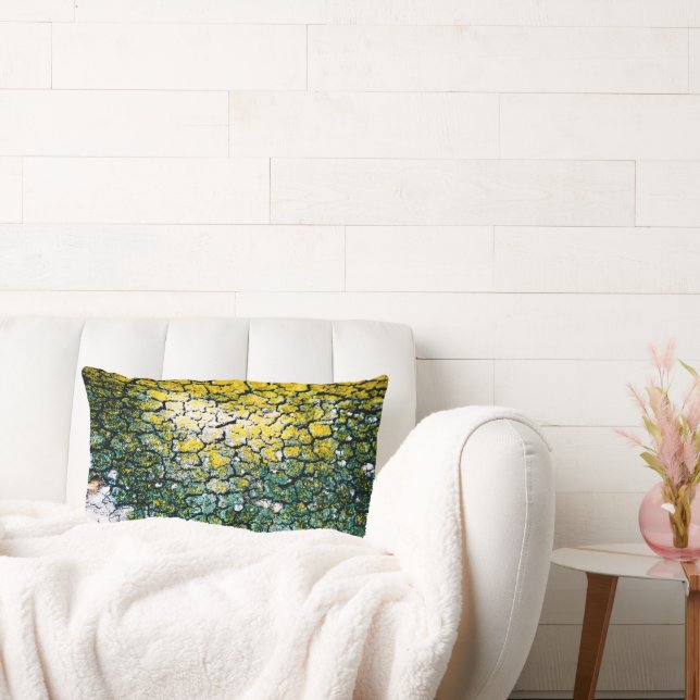 Green and Yellow Tree Bark Lumbar Cushion (Couch)