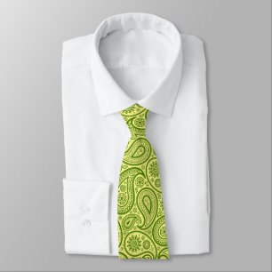 Green and Yellow Vintage Paisley Pattern Tie