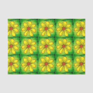 Green and Yellow Watercolor Floral Tissue Paper