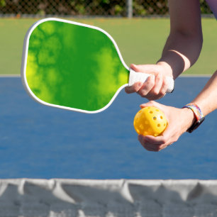 Green and yellow watercolor marble pickleball paddle