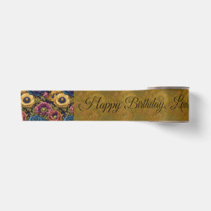 Green Anemones Fifty Birthday Present  Satin Ribbon
