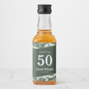 Green Anemones Flower Milestone Birthday Present Liquor Bottle Label