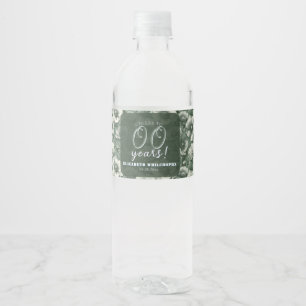 Green Anemones Women Birthday Party Elegant  Water Bottle Label