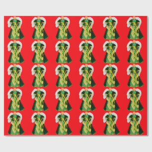 Green Angel Red Wrapping Paper