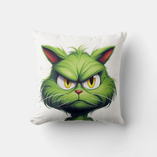 Green Angry Cat Cushion